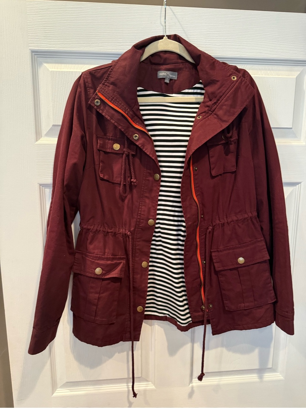 Market and Spruce Women's Burgundy Utility Anorak Jacket